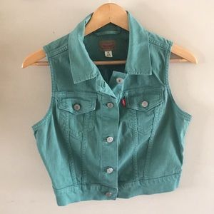 Levi’s denim vest green blue medium